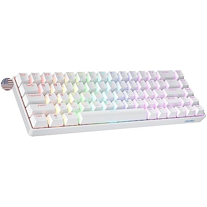 Geeky GK65 SE 65% | MECHANICAL GAMING KEYBOARD | 68 KEYS MULTI COLOR RGB LED BACKLIGHT FOR PC/MAC GAMER | ANSI US FORMAT (WHITE, MECHANICAL BROWN) - Image 1