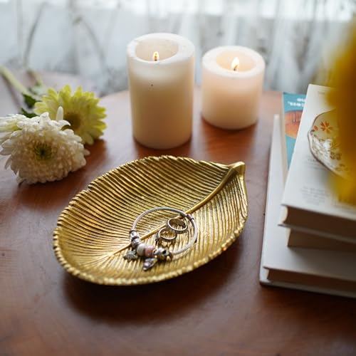 Behoma Metal Leaf Shape Tray for Home Decor | Perfect for Mandap, Haldi, Mehendi & Reception Center Table Decoration | Special Navratri Decoratives Golden, Small Size (Only Tray Included) - Image 4