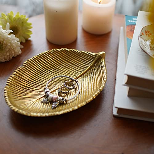 Behoma Metal Leaf Shape Tray for Home Decor | Perfect for Mandap, Haldi, Mehendi & Reception Center Table Decoration | Special Navratri Decoratives Golden, Small Size (Only Tray Included) - Image 2