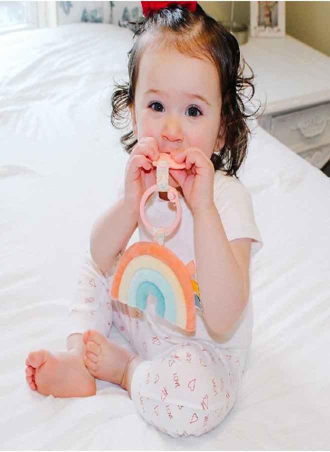 Itzy Ritzy Itzy Ritzy Itzy Pal Infant Toy & Teether; Includes Lovey, Crinkle Sound, Textured Ribbons & Silicone Teether, Rainbow  - Image 4
