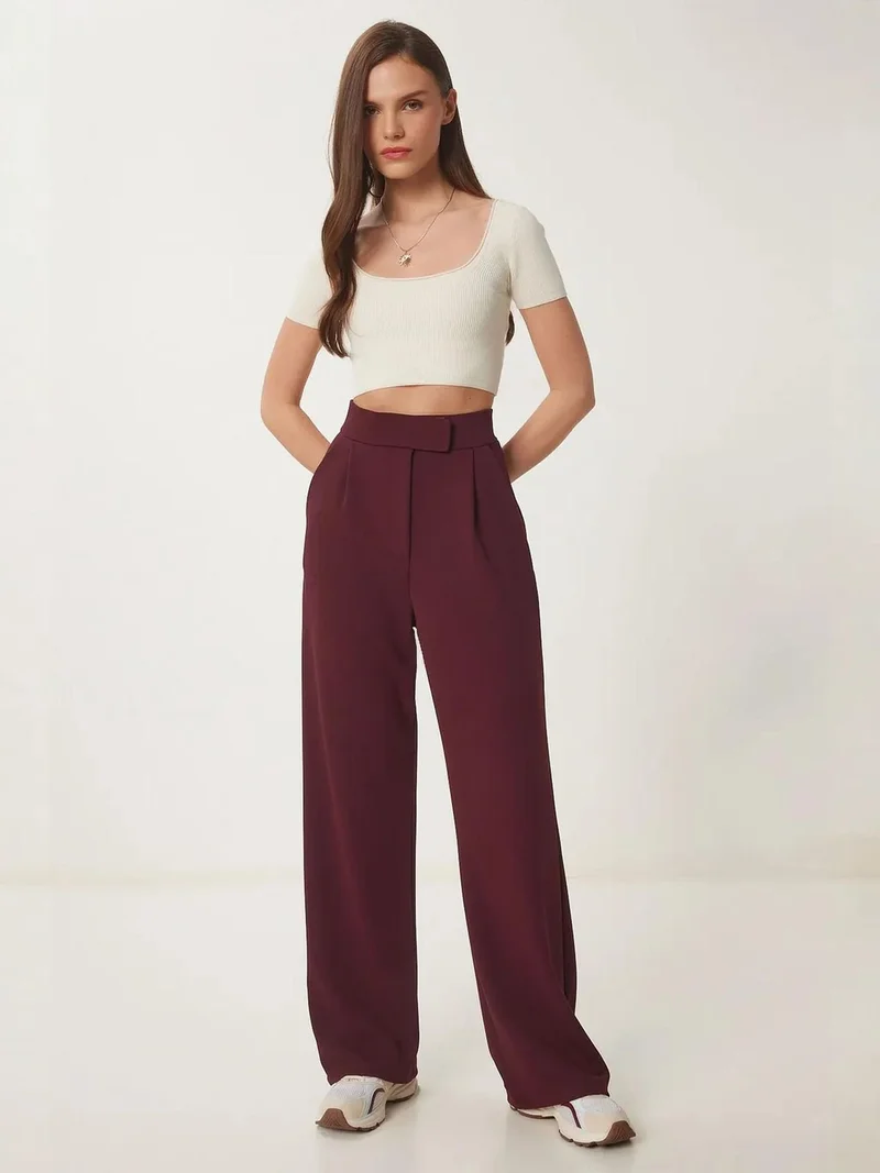 إسطنبول الساحرة ISTANBUL High Waist Textured Palazzo Pants