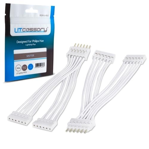 Litcessory Splitter for Philips Hue/WiZ Lightstrip (2 Pack, White - STANDARD 6-PIN V3 / WiZ Lightstrip) - Image 1