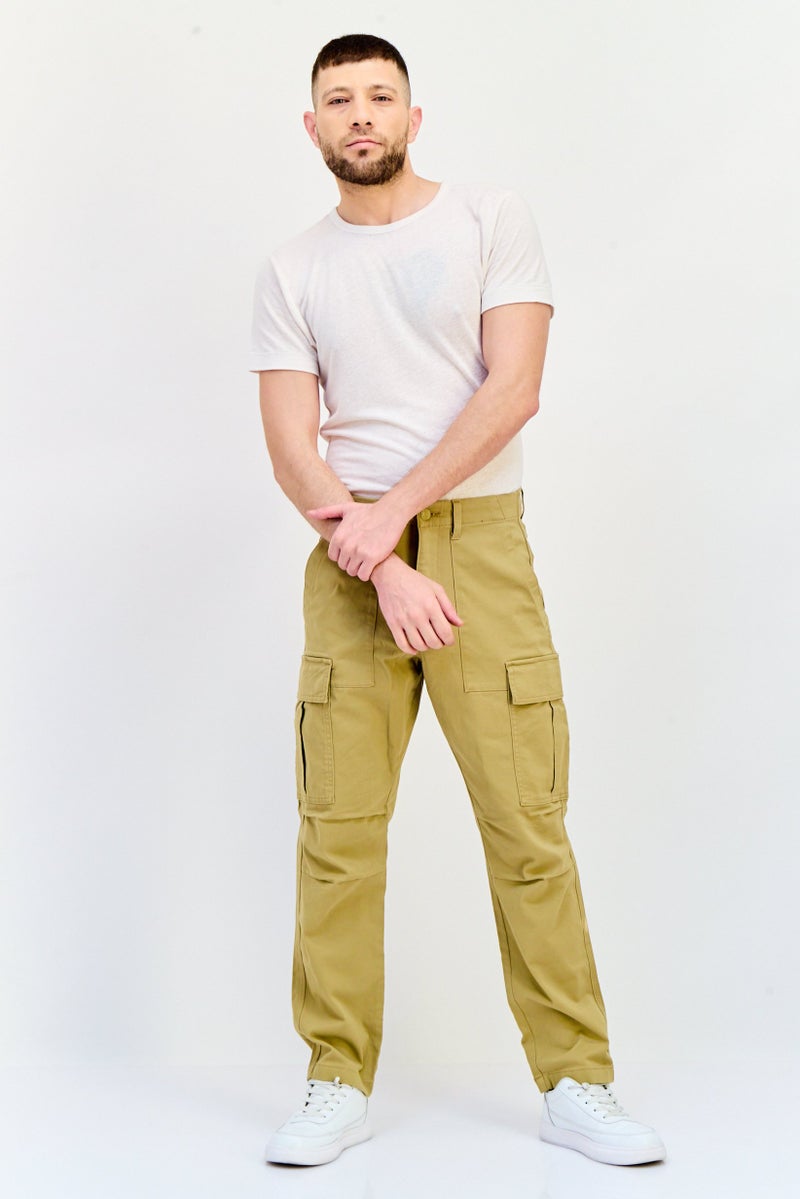 Celio Men Regular Fit Solid Cargo Pants, Khaki  - Image 4