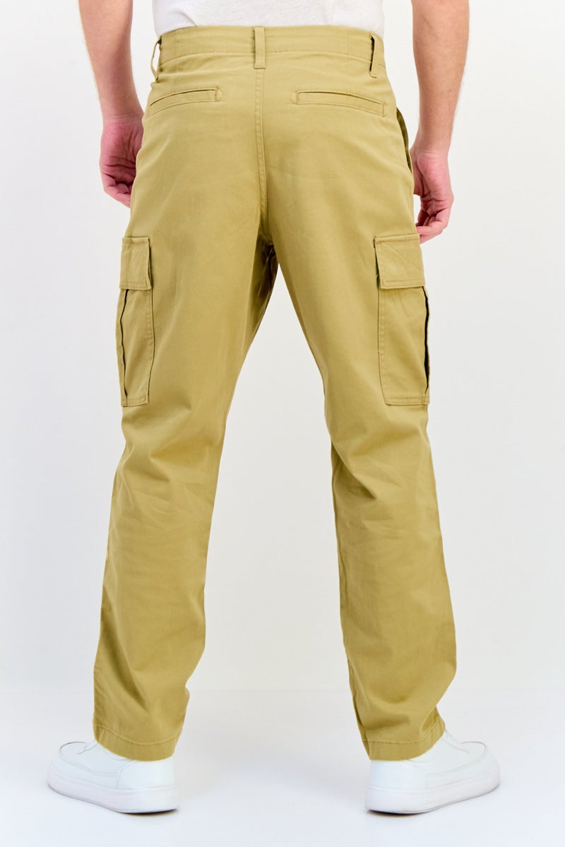 Celio Men Regular Fit Solid Cargo Pants, Khaki  - Image 3