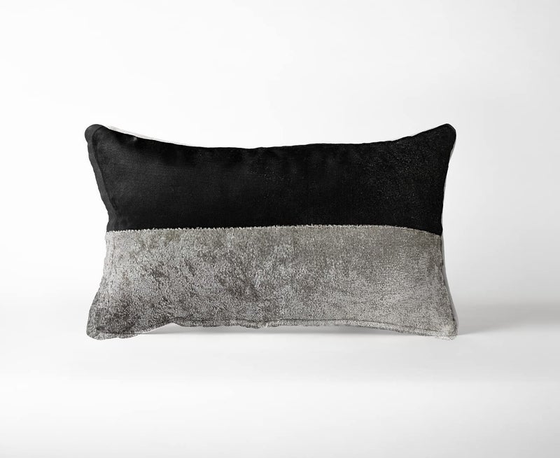 PUM PUM PumPum Elite Two Tone Velvet Small Pillow Cum Sofa Cushions12x18 Black GreyPack of 1