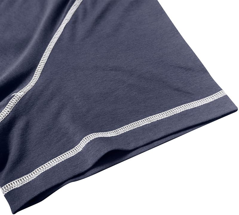 Estokap Mens Casual Short Sleeve Henley Shirts Classic Button Cotton T Shirts Summer Lightweight Tees Tops Navyblue - Image 3