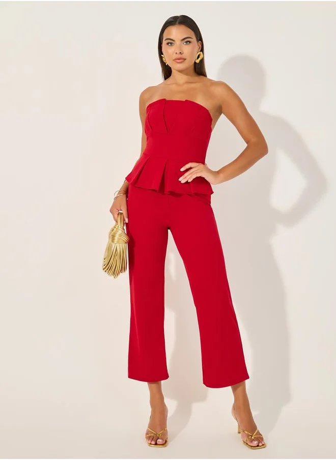 ستايلي Bandeau Neck Wide Leg Jumpsuit