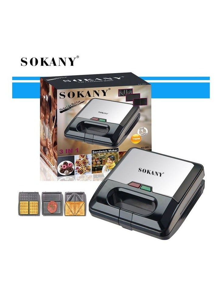 سوكاني ماكينة صنع الساندويتشات 3 في 1 من سوكاني Sk-303 - 750 واط  - Image 4