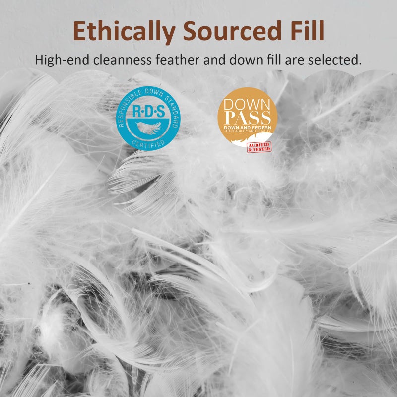 AIKOFUL Luxury Feathers Down Pillows Standard Size Set of 2, Hotel Quality Fluffy Bed Pillows, Soft Pillows for Sleeping, Organic Cotton Cover(20x26â€, Pack of 2) - Image 4