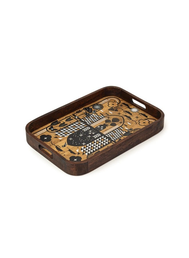 Shay طقم صينية خشبية مستطيلة كبيرة للتقديم، زهور شعبية | صينية خشبية للتقديم | صينية خشبية للتقديم | طقم صواني للتقديم | صينية خشبية (صينية كبيرة - زهور شعبية) - Image 5