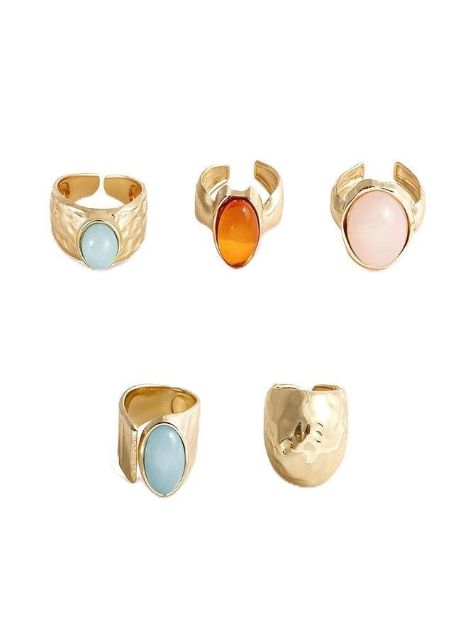 xinxingin 5 Rings for Women, Finger Rings Stylish, Aesthetic, Set for Women, Evening Party and Social Gathering Accessories - Image 1