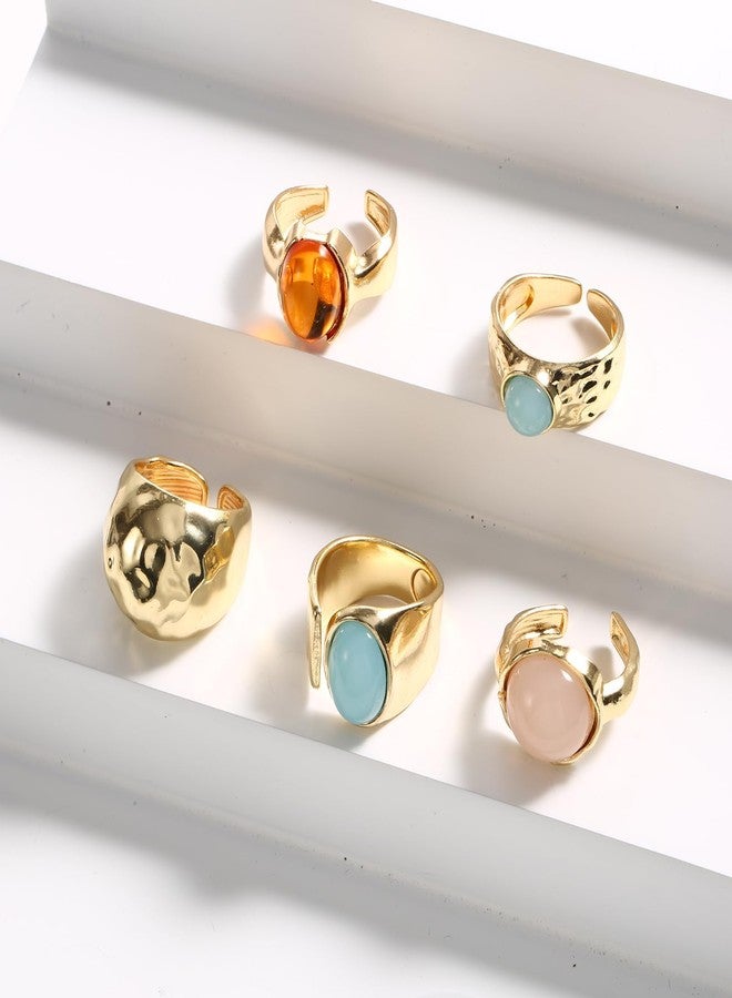 xinxingin 5 Rings for Women, Finger Rings Stylish, Aesthetic, Set for Women, Evening Party and Social Gathering Accessories - Image 3