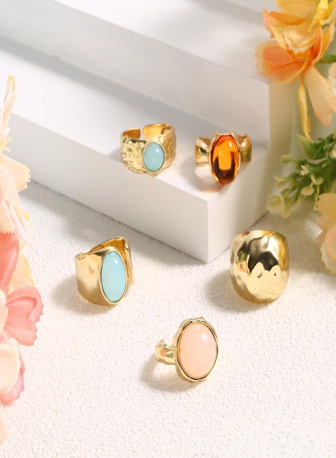 xinxingin 5 Rings for Women, Finger Rings Stylish, Aesthetic, Set for Women, Evening Party and Social Gathering Accessories - Image 5