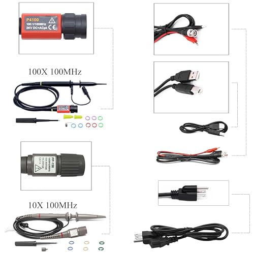 Hantek DSO2C10 Digital Storage Oscilloscope 100MHz Bandwidth 2CH Dual Channel 1GSa/s 8M Memory Depth with High Voltage Probre - Image 5