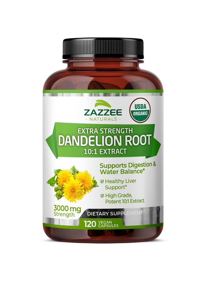 Zazzee USDA Organic Dandelion Root 10:1 Extract, 3000 mg Strength, 120 Capsules, 4 Month Supply, Standardized and Concentrated 10X Extract, 100% Vegetarian, All-Natural and Non-GMO - Image 1
