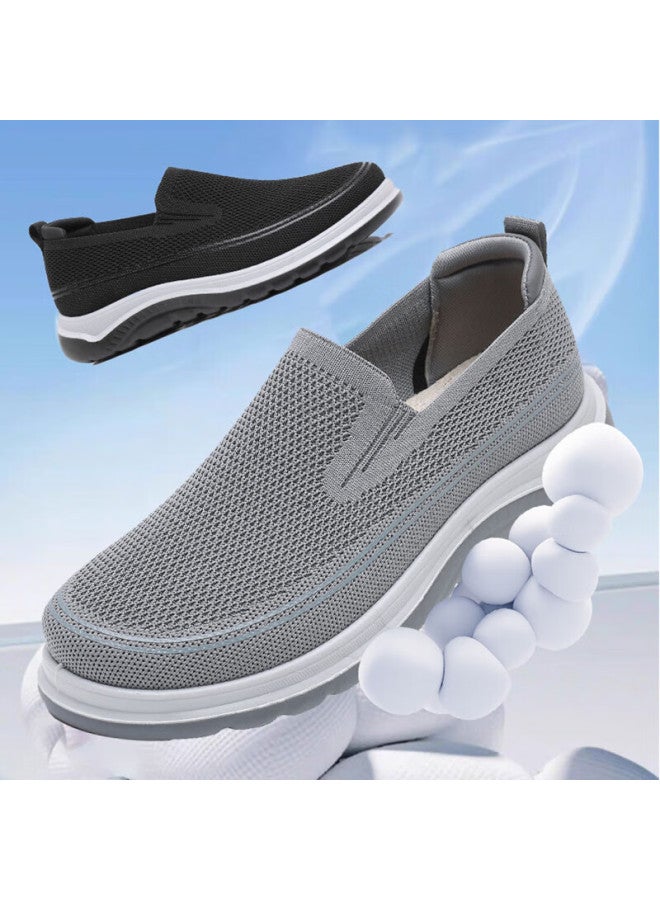 Ankang Old Beijing Cloth Shoes For Men, Casual Fly-knit Dad Shoes, Breathable Soft-soled Middle-aged And Elderly Walking Shoes A5031 Black Size 38