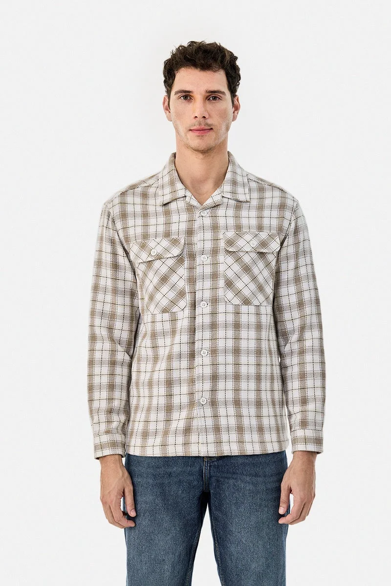 سنيتش قميص كاروهات بجيوب مزدوجة من الفلانيل