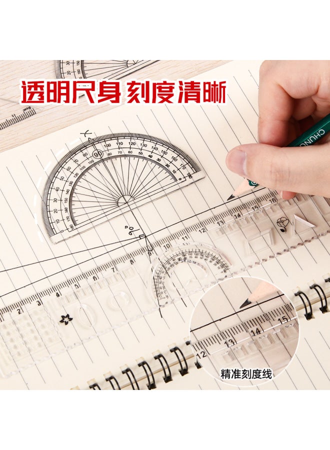 HELPS Four-piece Set Of 20cm Plastic Transparent High-value Hard Rule Triangle Learning Supplies For Primary School Students - Image 3