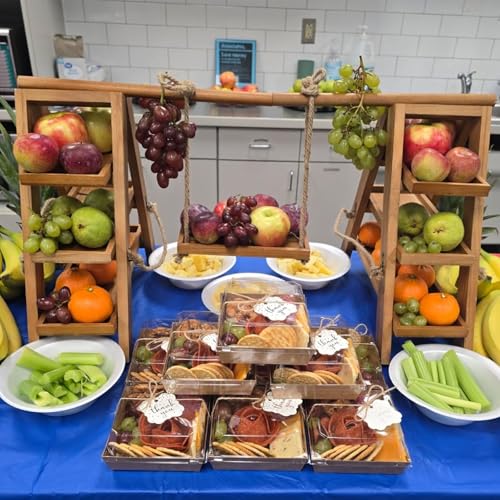 Tnstbiee 3 Tier Cupcake Stand - Wooden Display Stand for Desserts, Fruits, Nuts, Cheese - Removable Trays and Foldable Stand - Perfect for Parties and Events - Rustic and Unique Wooden Serving Tray - Image 1