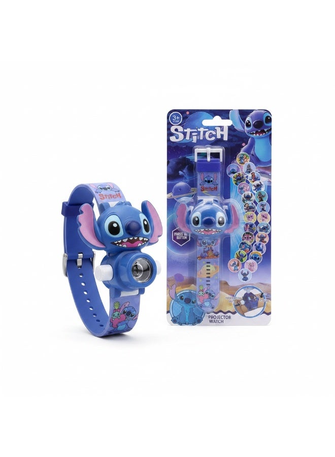 ستيتش ساعة إسقاطية للأطفال بتصميم Stitch مع عرض صور ضوئية وسوار أزرق – لعبة ترفيهية مناسبة من عمر 3 سنوات فأكثر - Image 1