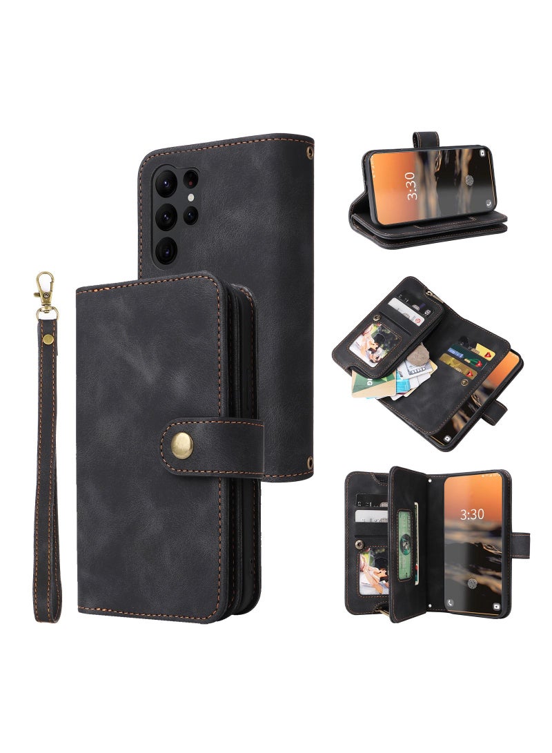 Suteni Flip Cover Card Slots Leather Phone Case for Samsung - Image 3