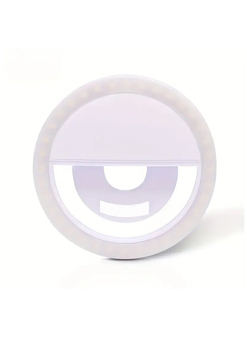 1pc RK12 Portable LED Ring Light for Live Streaming, Selfies, Video Conferencing, and Makeup - USB Rechargeable with Clip, Universal Smartphone Beauty Light, ≤36V Operating Voltage, Lithium Polymer Battery  - Image 2