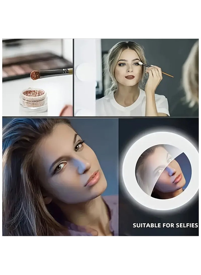 1pc RK12 Portable LED Ring Light for Live Streaming, Selfies, Video Conferencing, and Makeup - USB Rechargeable with Clip, Universal Smartphone Beauty Light, ≤36V Operating Voltage, Lithium Polymer Battery  - Image 3
