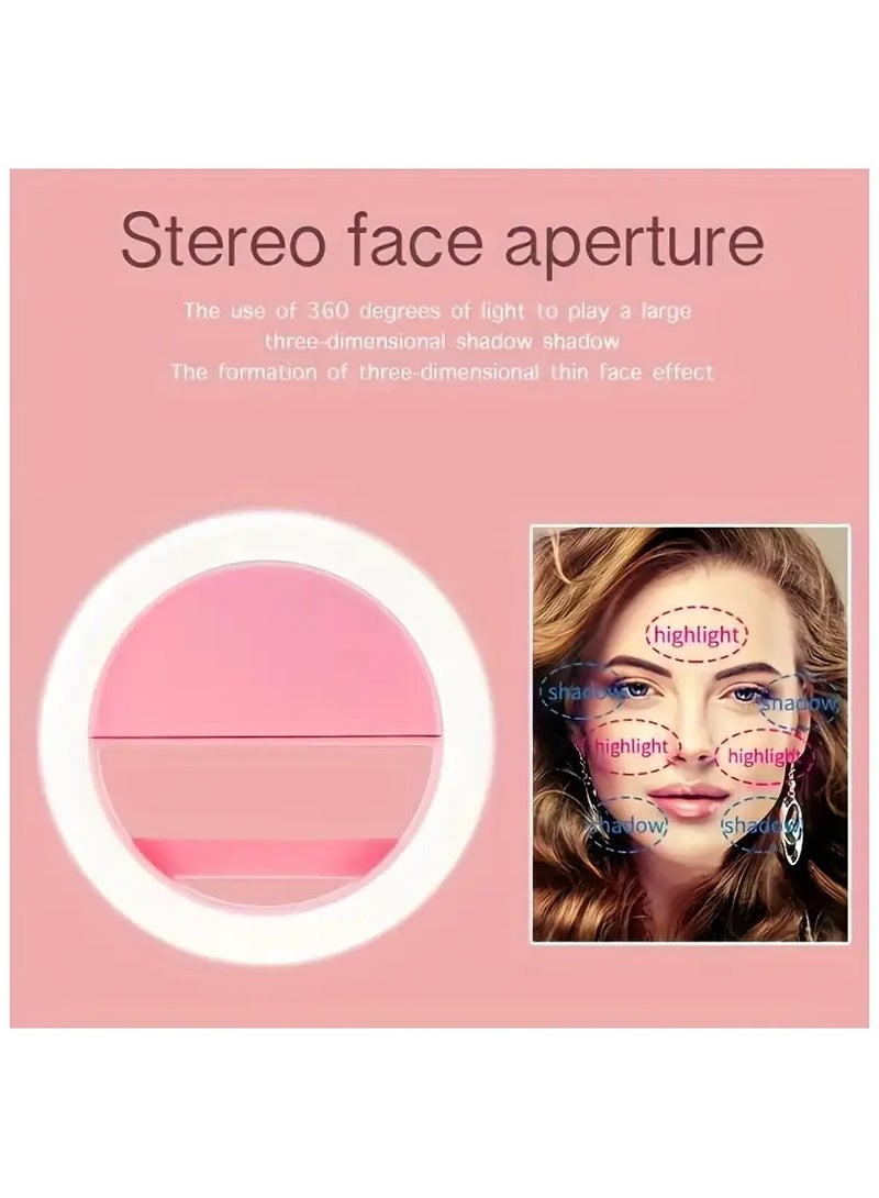 1pc RK12 Portable LED Ring Light for Live Streaming, Selfies, Video Conferencing, and Makeup - USB Rechargeable with Clip, Universal Smartphone Beauty Light, ≤36V Operating Voltage, Lithium Polymer Battery  - Image 4