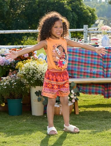 Disney Princess Toddler Girl's 2 Piece Outfits Moana Girl Short Set Sleeveless Tie Knot Tank Top and Elastic Pants 2PCS Summer Clothing Sets Casual Dailywear 3-4 Years - Image 5