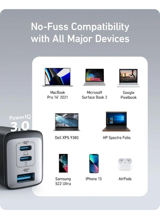 قابس USB C، شاحن USB C، شاحن Anker 735 GaNPrime 65W، شاحن حائط سريع 3 منافذ PPS لأجهزة MacBook Pro/Air، iPad Pro، Galaxy S22/S21، Dell XPS 13، Note 20/10+، iPhone 15/Pro، و اكثر - Image 5