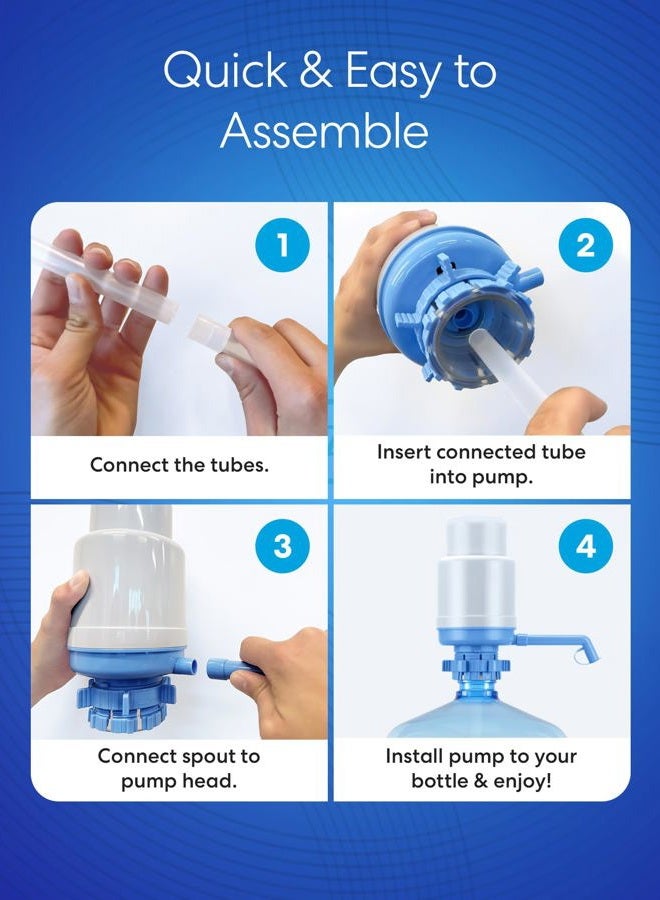 Brio Universal Manual Drinking Water Pump - Fits Most 5-6 Gallon Water Bottles Including Glass Grey PU100 - Image 5