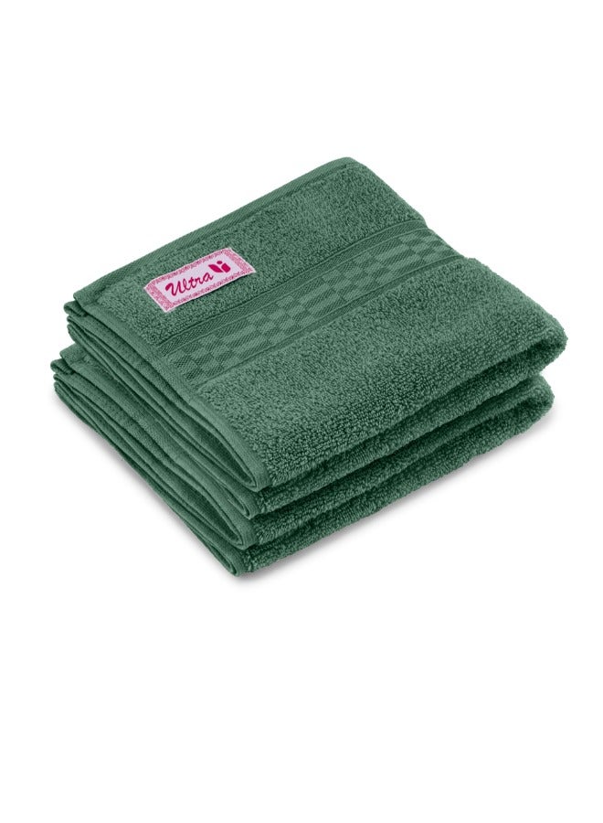 BYFT Home Ultra (Green) Premium Cotton Hand Towel (50X90 Cm-Set Of 2) Highly Absorbent, High Quality Bath Linen With Checkered Dobby 550 Gsm - Image 3