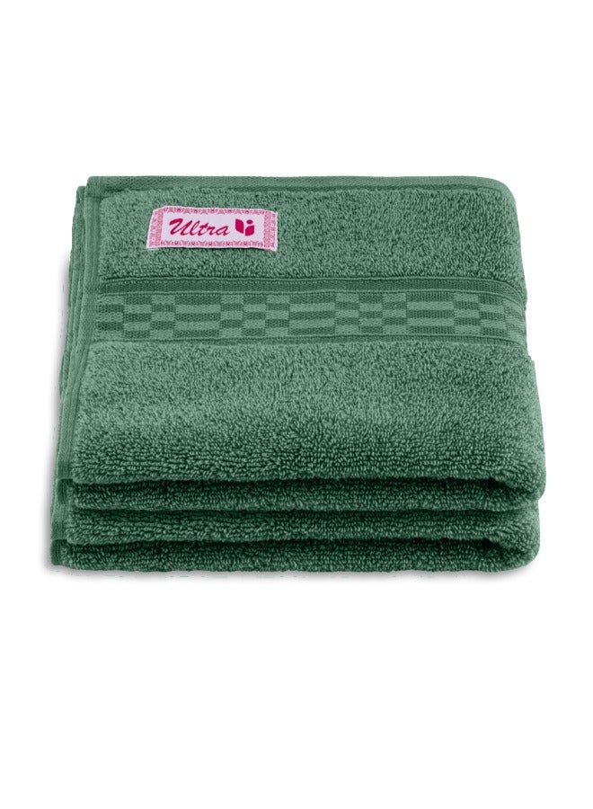 BYFT Home Ultra (Green) Premium Cotton Hand Towel (50X90 Cm-Set Of 2) Highly Absorbent, High Quality Bath Linen With Checkered Dobby 550 Gsm - Image 2