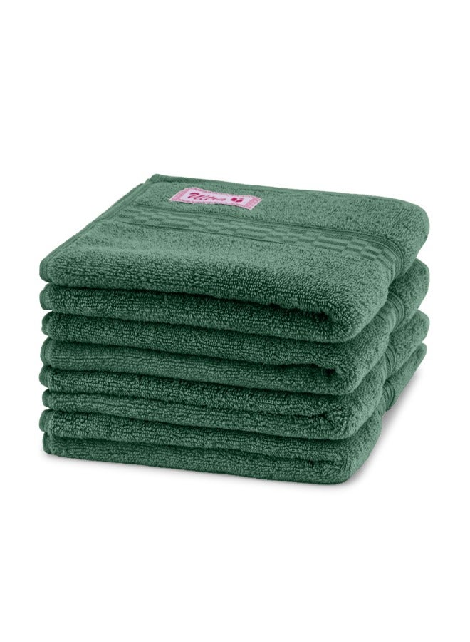 BYFT Home Ultra (Green) Premium Cotton Hand Towel (50X90 Cm-Set Of 2) Highly Absorbent, High Quality Bath Linen With Checkered Dobby 550 Gsm - Image 4