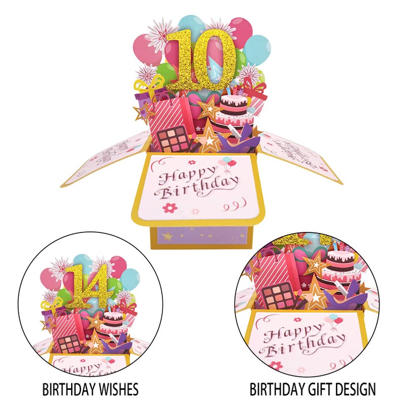Asmallgf Happy 10Th Birthday Popup Card For Daughter Niece  Best Birthday Gift For 10 Years Old Girl Boy  Sweet 10 Birthday Decorations For Him Her - Image 3