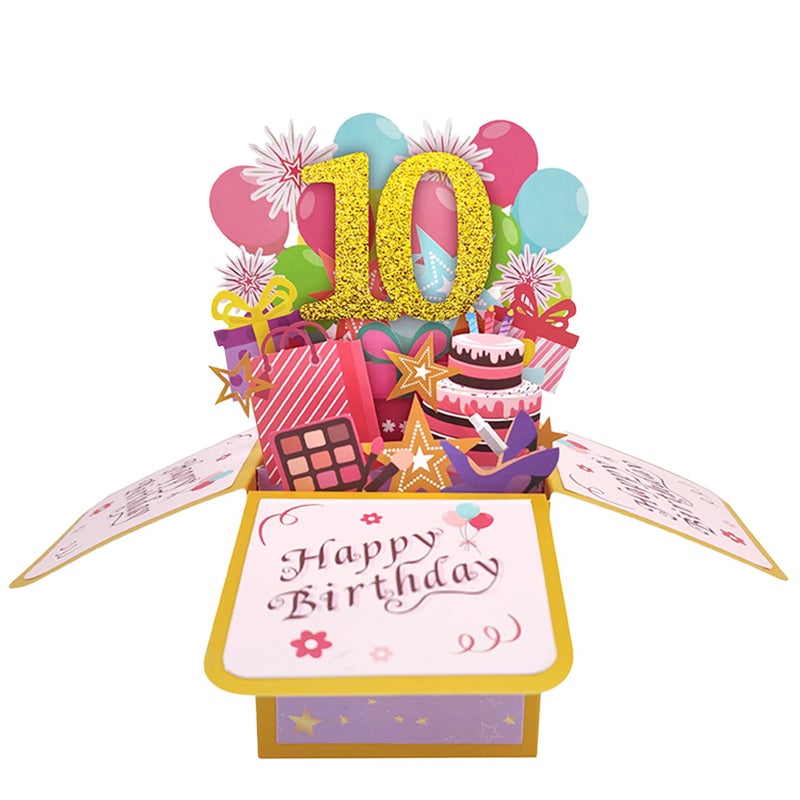 Asmallgf Happy 10Th Birthday Popup Card For Daughter Niece  Best Birthday Gift For 10 Years Old Girl Boy  Sweet 10 Birthday Decorations For Him Her - Image 1