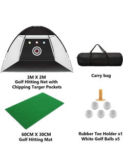 Garlo Golf Practice Net, 3x2M Golf Hitting Training Aids Nets with Target and Carry Bag for Backyard Driving Chipping - 1 Golf Mat -5 Golf Balls - 1 Golf Tees- Men Kids Indoor Outdoor Sports Game  - Image 4