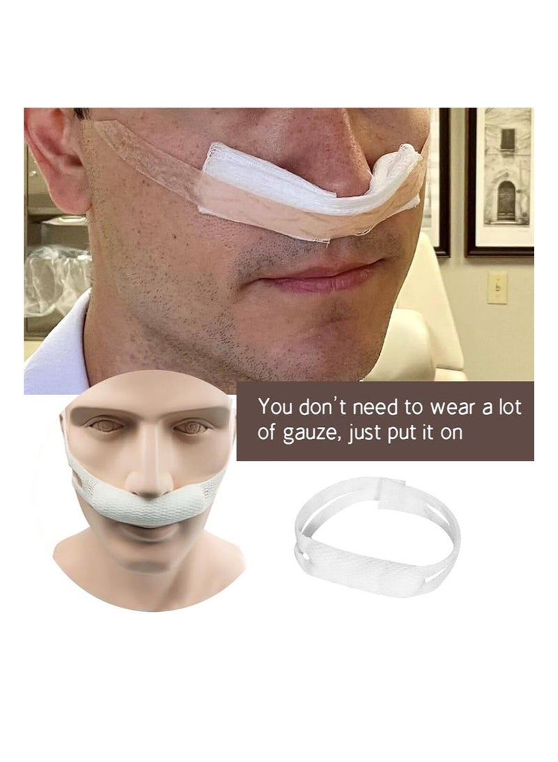 هالونهي 6 قطع ضمادة أنفية مع حلقات للأذن ضمادات أنف مرنة لجراحة الأنف ضمادة مرنة حامل ضمادة جراحة الأنف ضمادة التعافي بعد جراحة الأنف، قدرة امتصاص عالية (أبيض) - Image 4