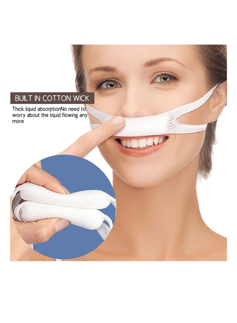هالونهي 6 قطع ضمادة أنفية مع حلقات للأذن ضمادات أنف مرنة لجراحة الأنف ضمادة مرنة حامل ضمادة جراحة الأنف ضمادة التعافي بعد جراحة الأنف، قدرة امتصاص عالية (أبيض) - Image 3