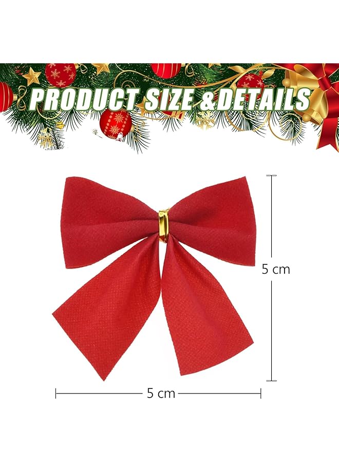 إيروريكس 24 قطعة من زينة القوس لشجرة أكاليل الزهور الحمراء أقواس زينة عيد الميلاد زينة لحفلات المنزل أقواس صغيرة لامعة للحرف اليدوية - Image 2