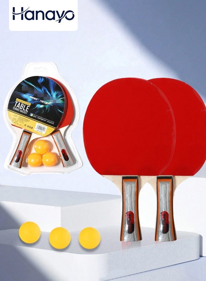Hanayo Table Tennis Racket Set Ping Pong Paddles Set High-Performance Table Tennis Paddle with 3 Balls for Indoor & Outdoor Games(Multicolour) - Image 1