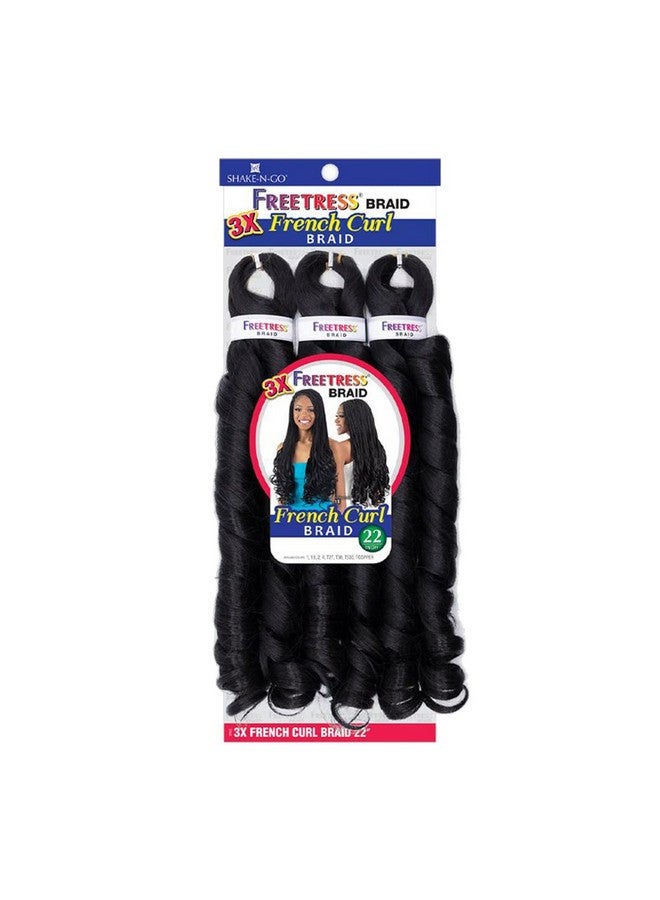 FreeTress Braids 3X French Curl Braid 22'' (5 Pack, 1B)