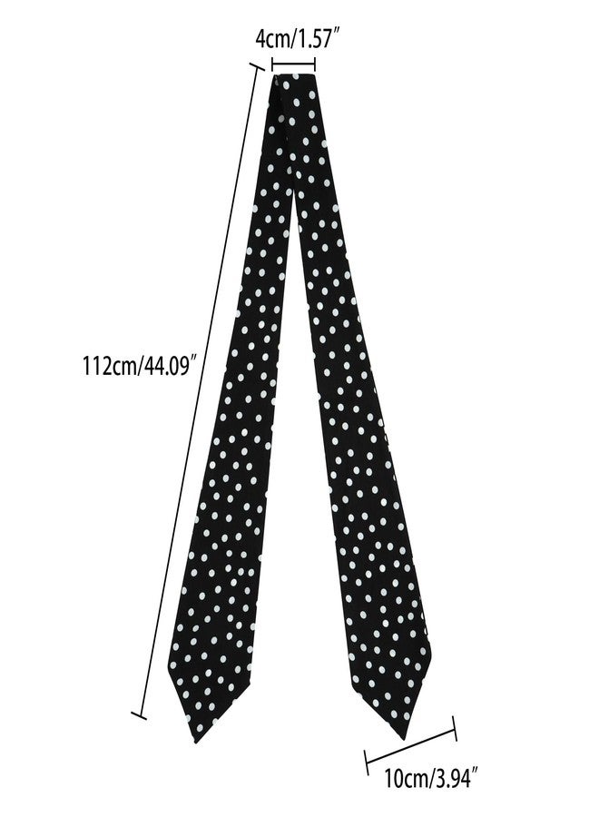 GERINLY Polka Dots Skinny Scarf Necktie Women, Casual Vintage Purse Scarf, Office Lady Neckerchief for Uniform(Black) - Image 2