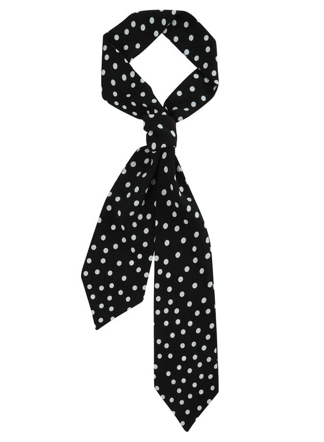 GERINLY Polka Dots Skinny Scarf Necktie Women, Casual Vintage Purse Scarf, Office Lady Neckerchief for Uniform(Black) - Image 1