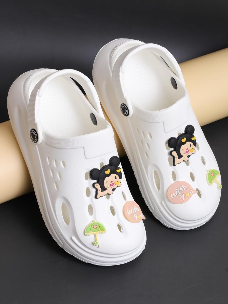 TRASE Stylish Clogs for Woman | Lightweight & Comfortable Waterproof Sandals for Women | Extra Soft, Anti-Skid Slip-On Footwear (White, 6 UK) - Image 3