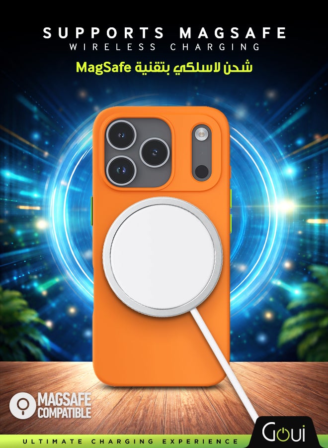 جوي كفر  ايفون 17 برو ماكس | حماية شاملة | متوافق مع MagSafe | يدعم الشحن اللاسلكي | متعدد الألوان | ملمس ناعم | تصميم مغناطيسي للتثبيت برتقالي - Image 3
