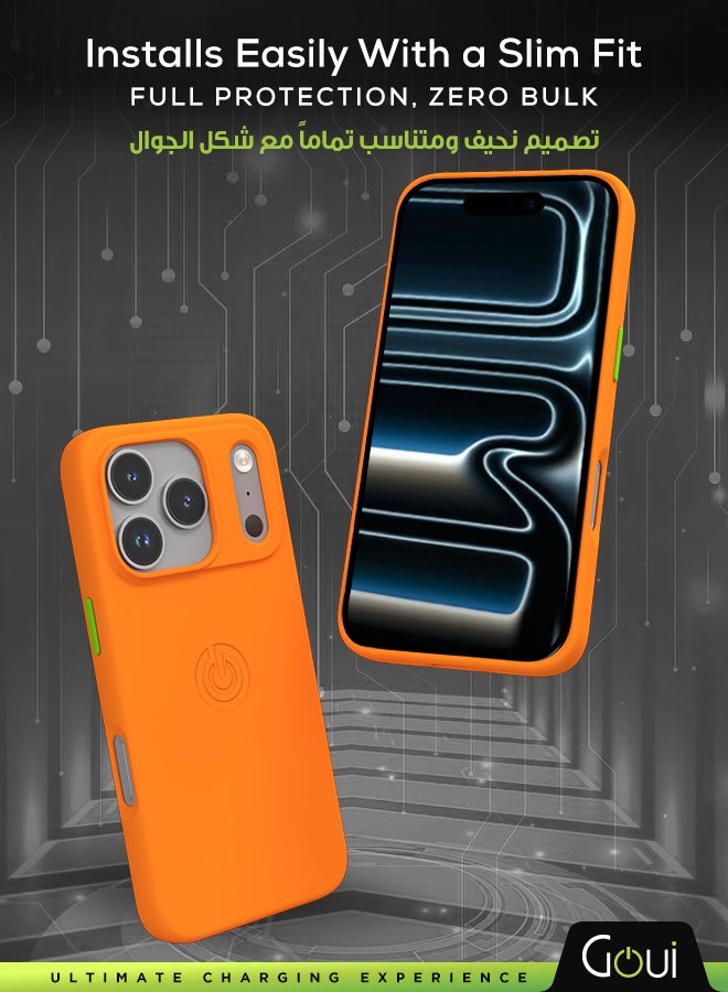 جوي كفر  ايفون 17 برو ماكس | حماية شاملة | متوافق مع MagSafe | يدعم الشحن اللاسلكي | متعدد الألوان | ملمس ناعم | تصميم مغناطيسي للتثبيت برتقالي - Image 2