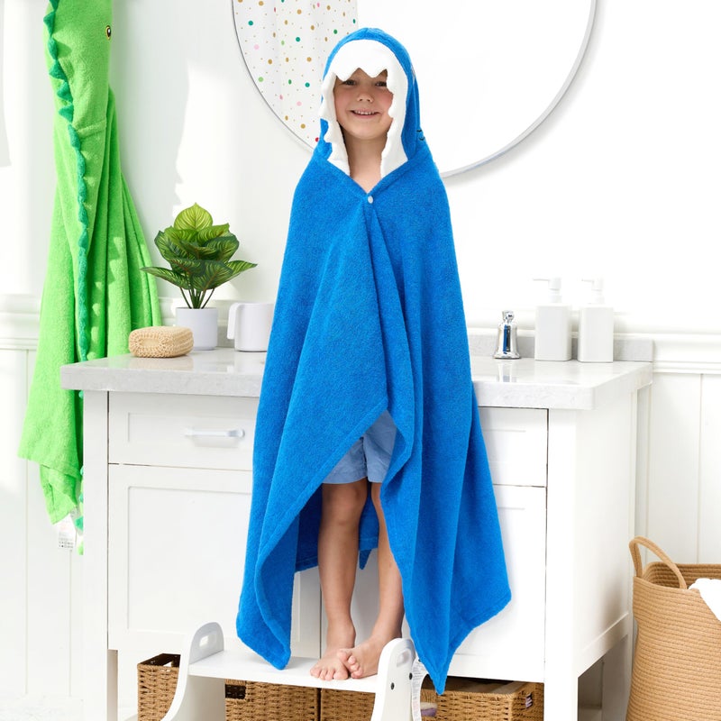 Joiedomi Shark Hooded Towel for Kids Soft 100% Cotton Bath Beach Towel 30" x 50" for Kids 3-10 Years Toddler Pool Poncho with Hood Absorbent Swim Wrap for Boys Girls - Image 2