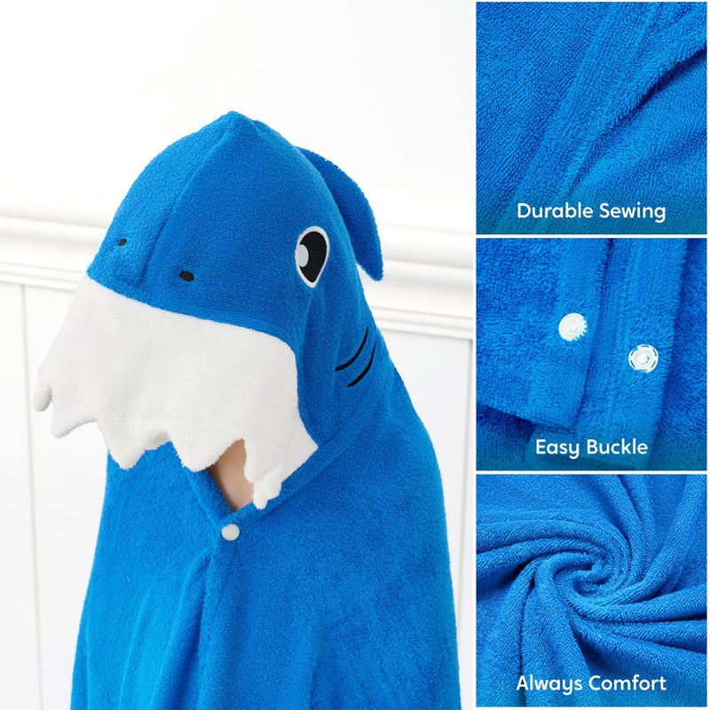 Joiedomi Shark Hooded Towel for Kids Soft 100% Cotton Bath Beach Towel 30" x 50" for Kids 3-10 Years Toddler Pool Poncho with Hood Absorbent Swim Wrap for Boys Girls - Image 4
