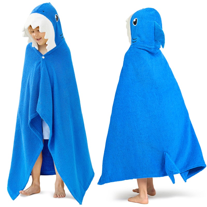 Joiedomi Shark Hooded Towel for Kids Soft 100% Cotton Bath Beach Towel 30" x 50" for Kids 3-10 Years Toddler Pool Poncho with Hood Absorbent Swim Wrap for Boys Girls - Image 1